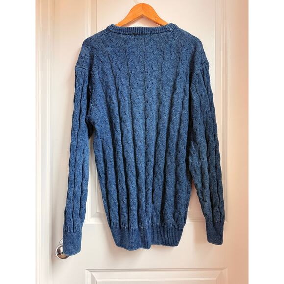Vintage 90s〜 Michael Ross Original Blue Cable Knit Sweater Size 7 Loungewear - Picture 2 of 3